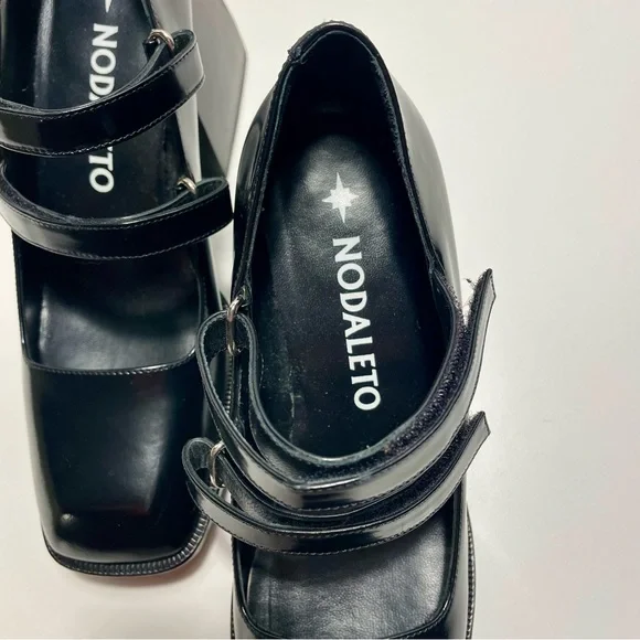 NODALETO Bulla Babies Mary Jane Platform Heels | Black Gloss Leather | EU 38 - Picture 9 of 11